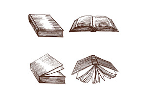 Books Hand Draw Sketch., an Education Illustration by Bigmouse_art