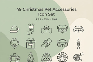 49 Christmas Pet Accessories Icons
