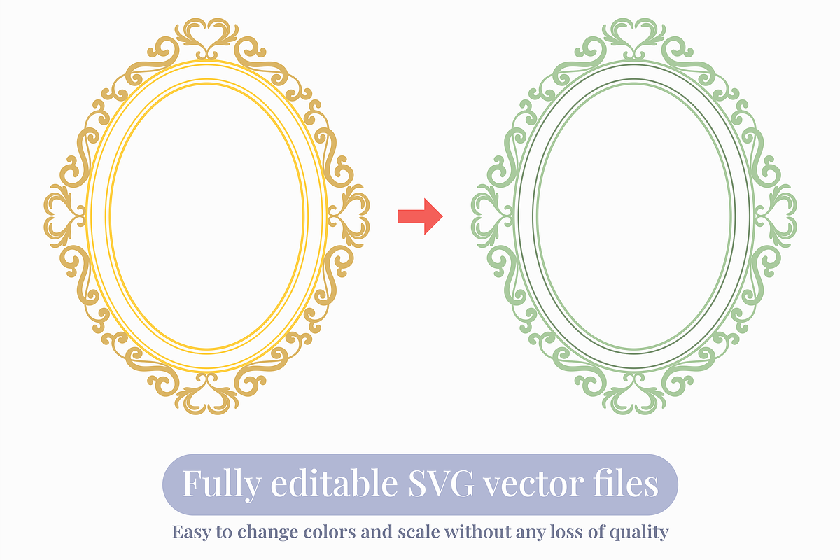 Oval Ornamental Frame Vector Bundle, a Decorative Illustration by Kusumaillustration (Photo 2 of 16)