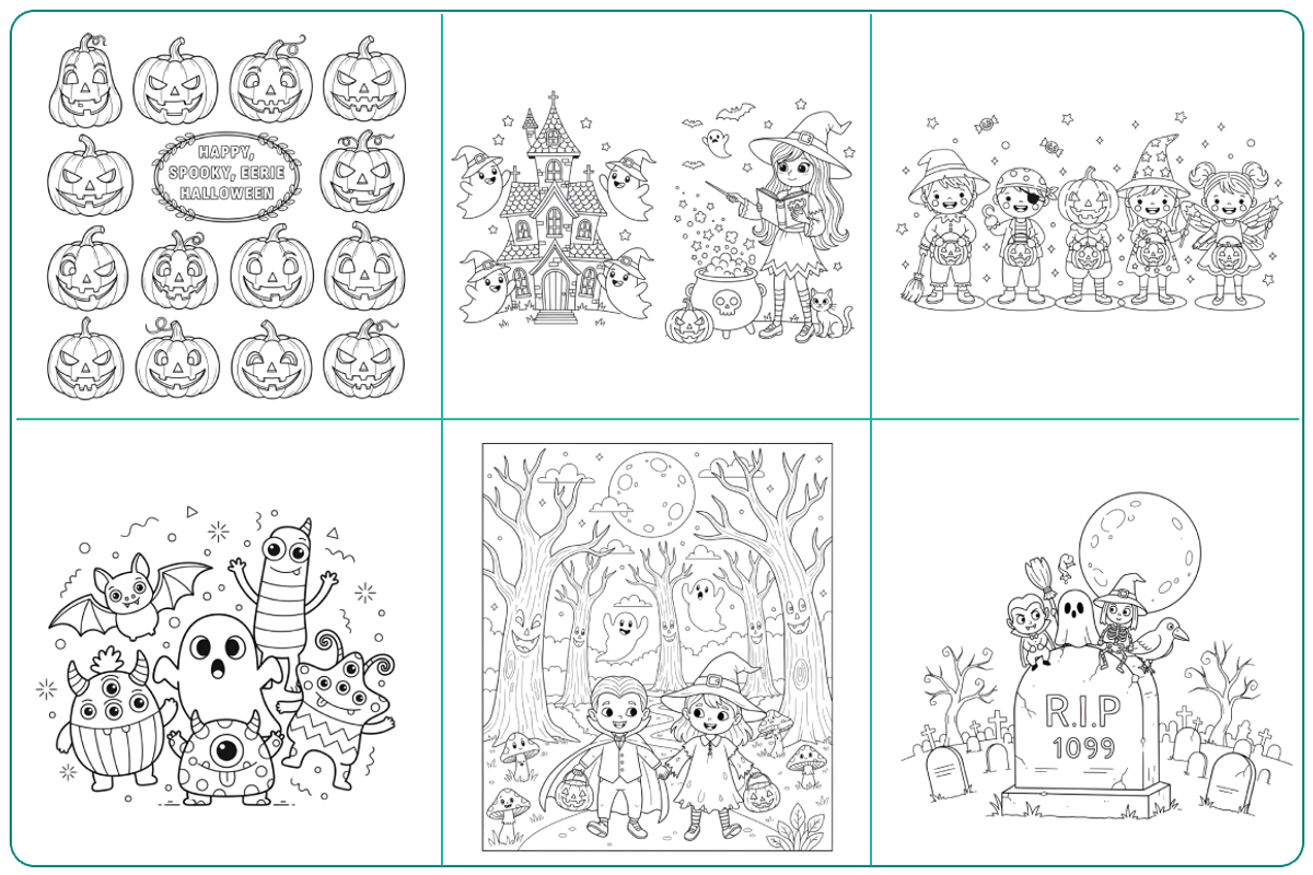 57 Halloween Activity Coloring Pages, a Seasonal Illustration by Nuvame Arts & Designs (Photo 8 of 11)