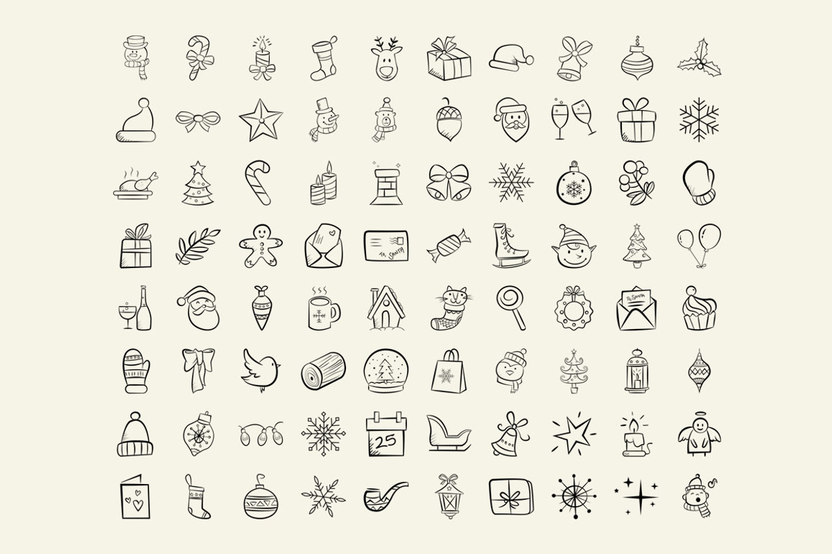 80 Hand-Drawn Christmas Icons, an Outline Icon by WellMadePixel (Photo 3 of 4)