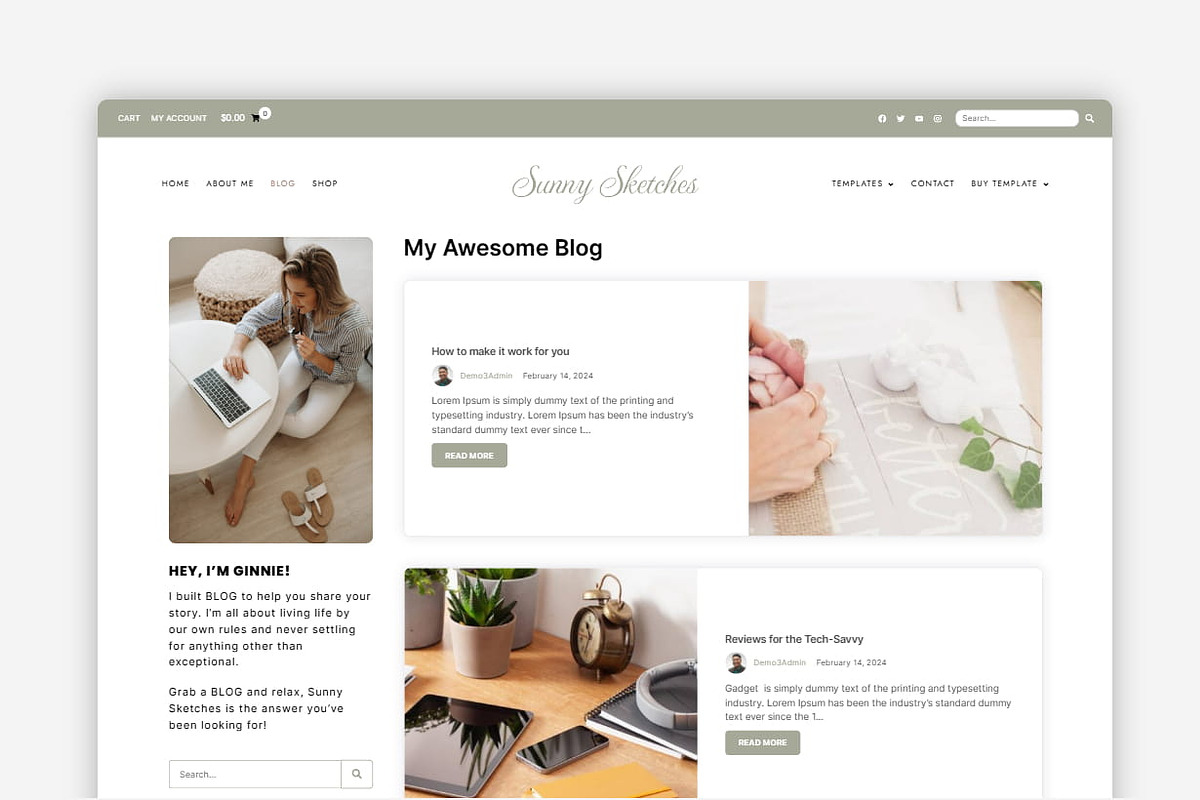 Sunny Sketches - WordPress Blog & Shop Theme preview 4