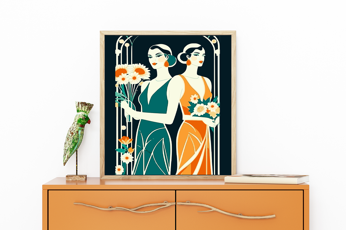 Art Deco Wedding Posters Wall Art, a Person Illustration by Blynn Pippen (Photo 7 of 10)