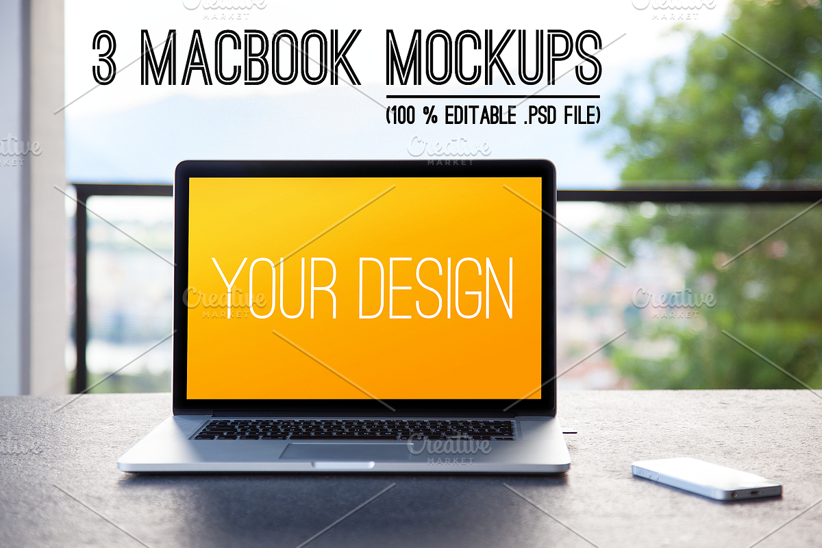 3 MacBook MockUps, a Templates & Theme by The Drone Shop (Photo 1 of 3)