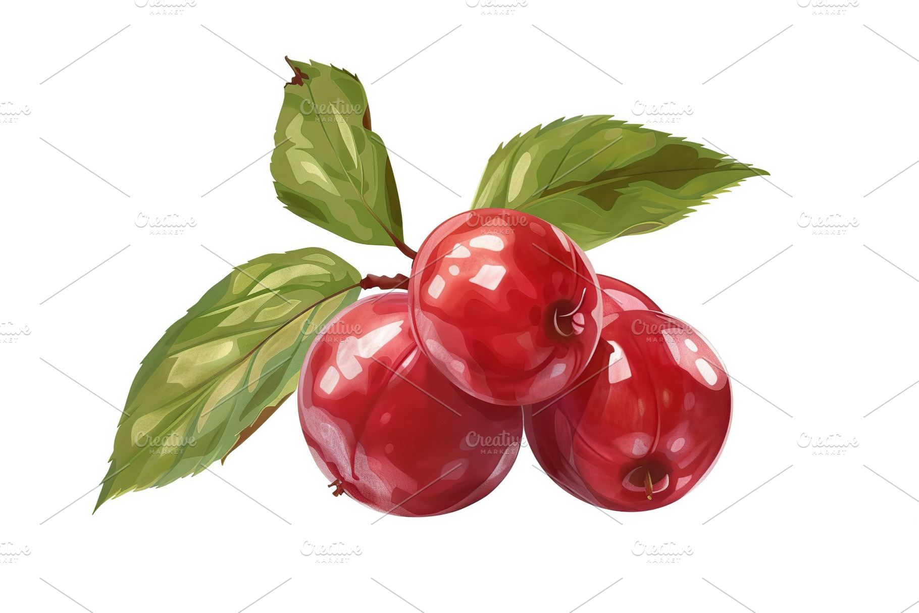 Illustration of red rose hip berries on white background, a Food & Drink Photo by AlyaAnd
