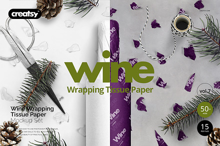 Wrapping Paper Wine Bottle Mockup, a Pens & Pencil Mockup by creatsy5