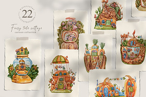 SALE! Watercolor Fairy tale cottage