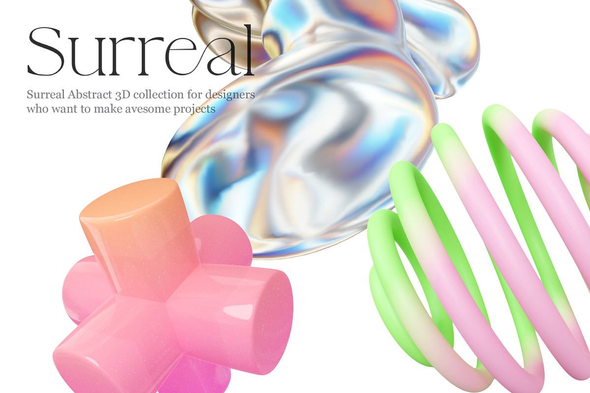Surreal Holo Abstract 3D Shapes, a Graphic by LarysaZabrotskaya (Photo 8 of 11)