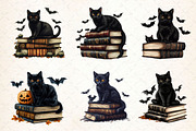 Halloween Black Cat on Books Clipart, a Work Illustration by Dream Creation (Thumbnail 4 of 5)
