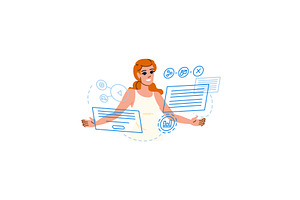 Project manager using software for, a Technology Illustration by pikepicture