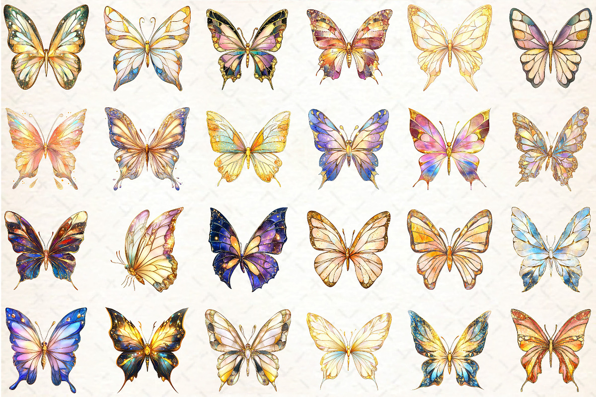 Stained Glass Butterfly Clipart, an Illustration by DreamCafeArt (Photo 3 of 5)