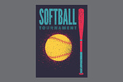 Softball vector poster set., a Sport Illustration by PoPaShop (Thumbnail 5 of 8)