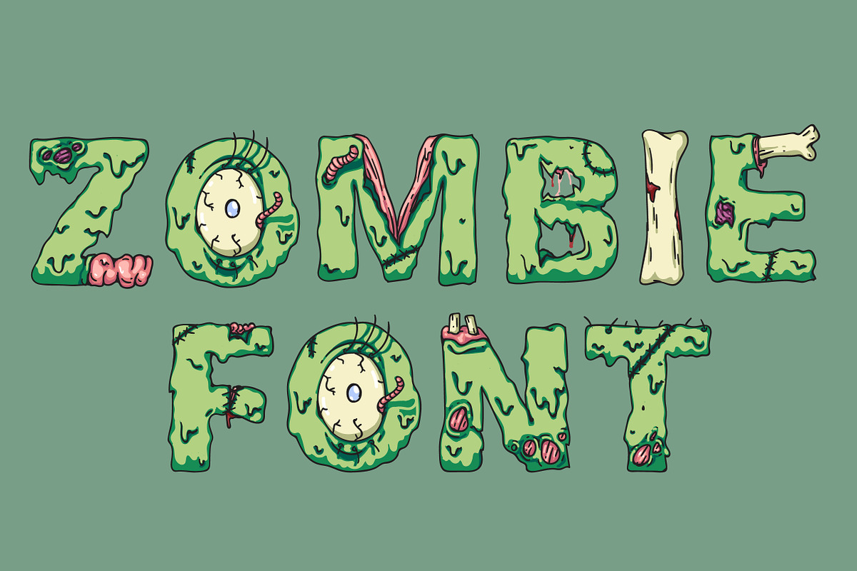 Scary zombie monster halloween font