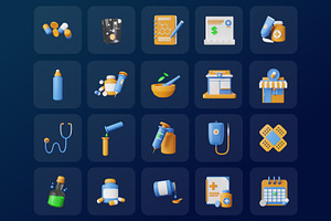 Pharmacy 3D Icon Set