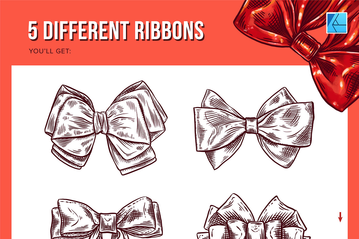 5 Ribbon Affinity Stamp Brushes, a Brush Add-On by Riveros Illustration (Photo 3 of 9)
