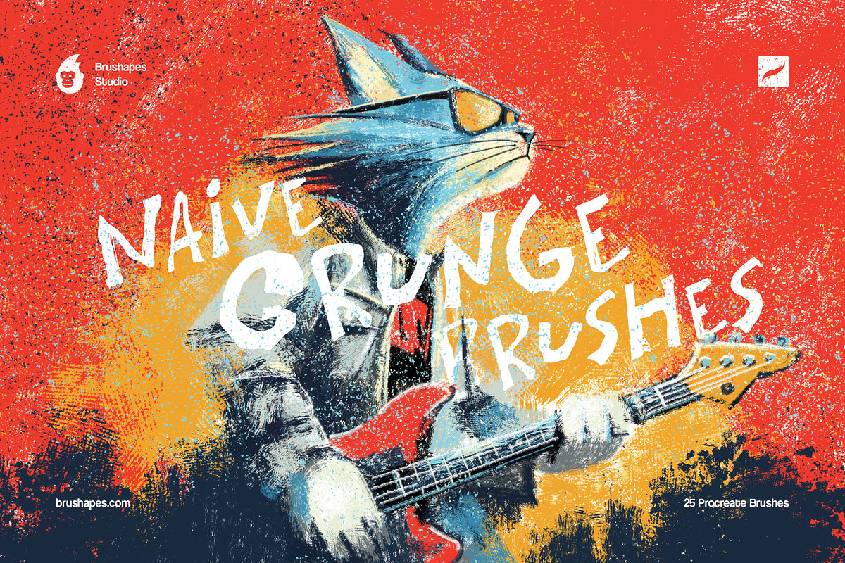 Naive Grunge Procreate Brushes, a Brush Add-On by brushapes.com (Photo 1 of 11)