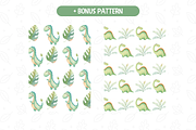 Cute Dinosaur Themed Watercolor Clip, an Illustration by TatiMockup (Thumbnail 3 of 4)