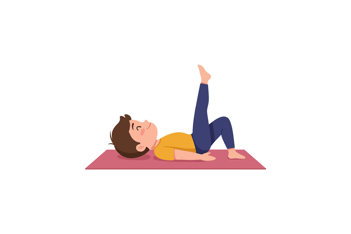 Child performing a yoga pose on a pi, an Illustration by designvectx