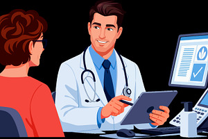 Digital Medical Consultation Scene, a Photo by angellodeco