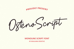 Osteno Monoline Script Font, a Script Font by Maulana Creative