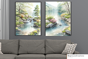 River Watercolor Landscape Print Art, a Poster Template by MagicLove Creations (Thumbnail 5 of 8)