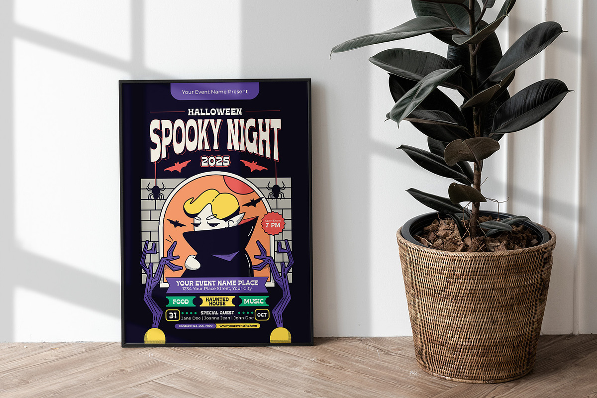 Retro Halloween Spooky Night Flyer, a Flyer Template by Tiptop Graphic (Photo 2 of 5)
