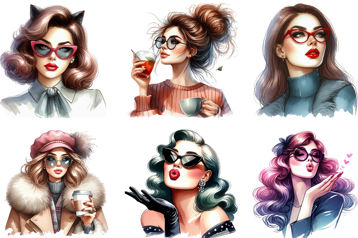 Girl Self Care Watercolor Clipart, an Illustration by Designking (Photo 2 of 5)