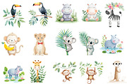 Watercolor Cute Safari animals clipa, an Illustration by Designworld (Thumbnail 2 of 4)