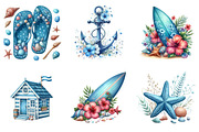 Blue Summer Beach Clipart, an Illustration by DreamArtGraphic (Thumbnail 3 of 4)