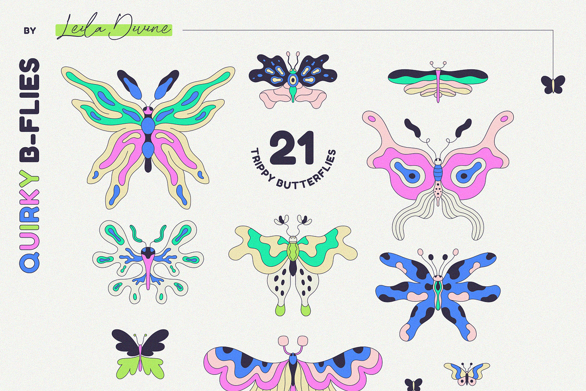 Quirky B-Flies - Clipart Collection, a Graphic by Leila Divine (Photo 5 of 13)