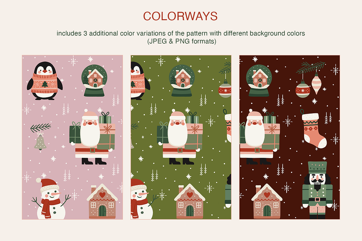 Cozy Christmas Seamless Pattern, a Seasonal Illustration by Mariia Kovalchuk (Photo 4 of 12)