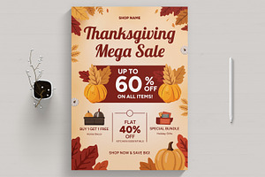 Thanksgiving Sale Flyer Template, a Flyer Template by MightyDesign
