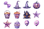 Purple  Halloween Clipart, an Illustration by Design Market (Thumbnail 2 of 3)