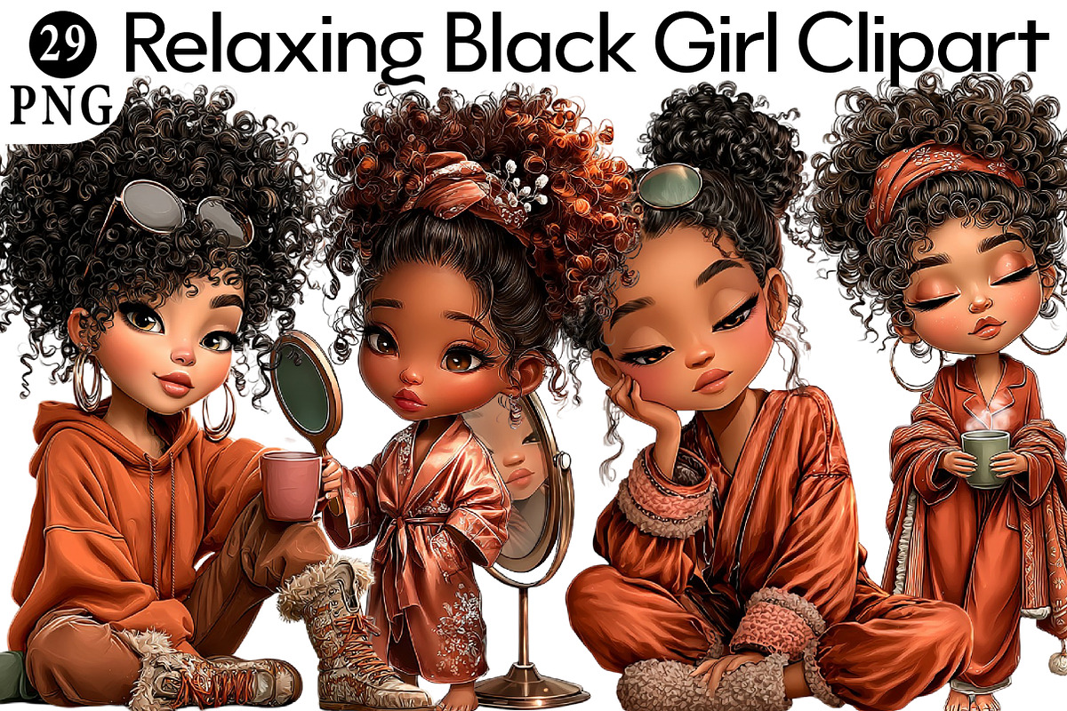 Relaxing Black Girl Clipart, an Illustration by Daily.Designs (Photo 1 of 5)