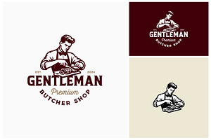 Vintage Meat Shop Butchery logo, a Branding & Logo Template by Enola99d