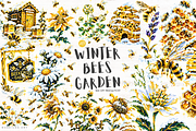 Winter Bees Garden Clipart, an Animal Illustration by Markicha Art (Thumbnail 1 of 6)
