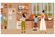 Family in kitchen, home scene, a Person Illustration by Good Studio (Thumbnail 1 of 3)