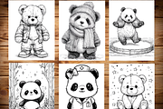 Cute Panda Coloring Pages for Kids, an Animal Illustration by LA Design (Thumbnail 3 of 10)