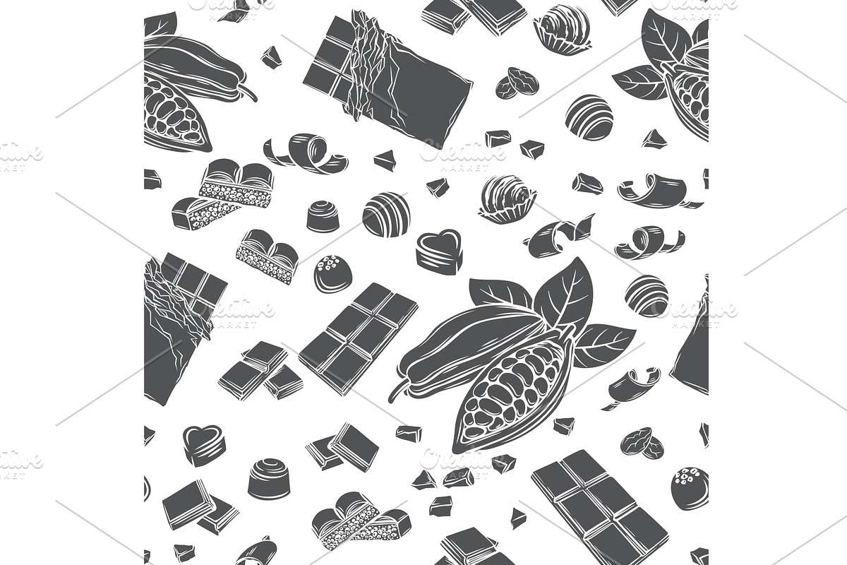 Chocolate seamless pattern, an Object Illustration by VictoriaSergeeva