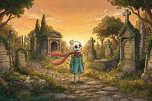 An illustration of a whimsical skele, an Abstract Photo by Imaginarium