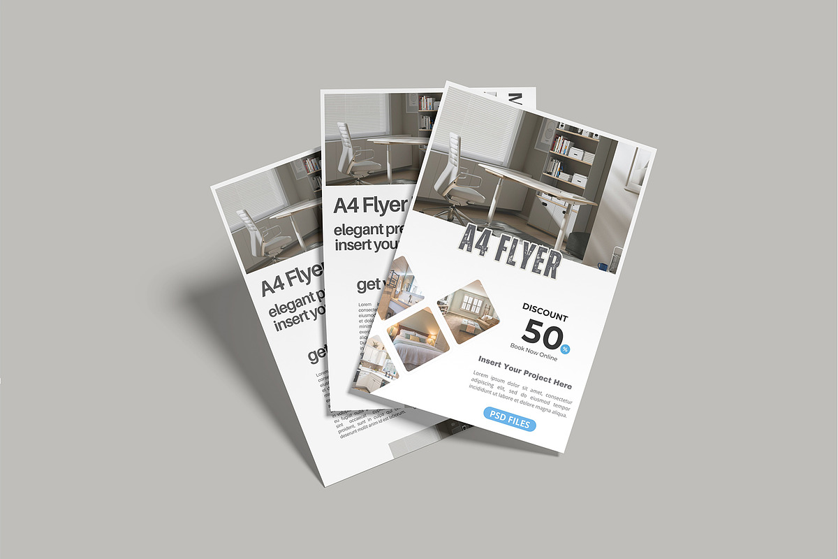 A4 Flyer Mockup, an Advertising Mockup by lamorastudio (Photo 3 of 12)