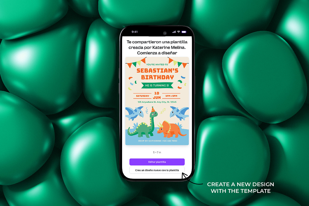 Dinosaur Birthday Invitation, an Invitation Template by Abstracto-Create (Photo 4 of 4)