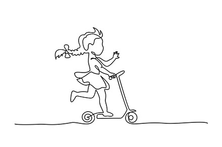 Little girl riding kick-scooter, an Education Illustration by Valenty