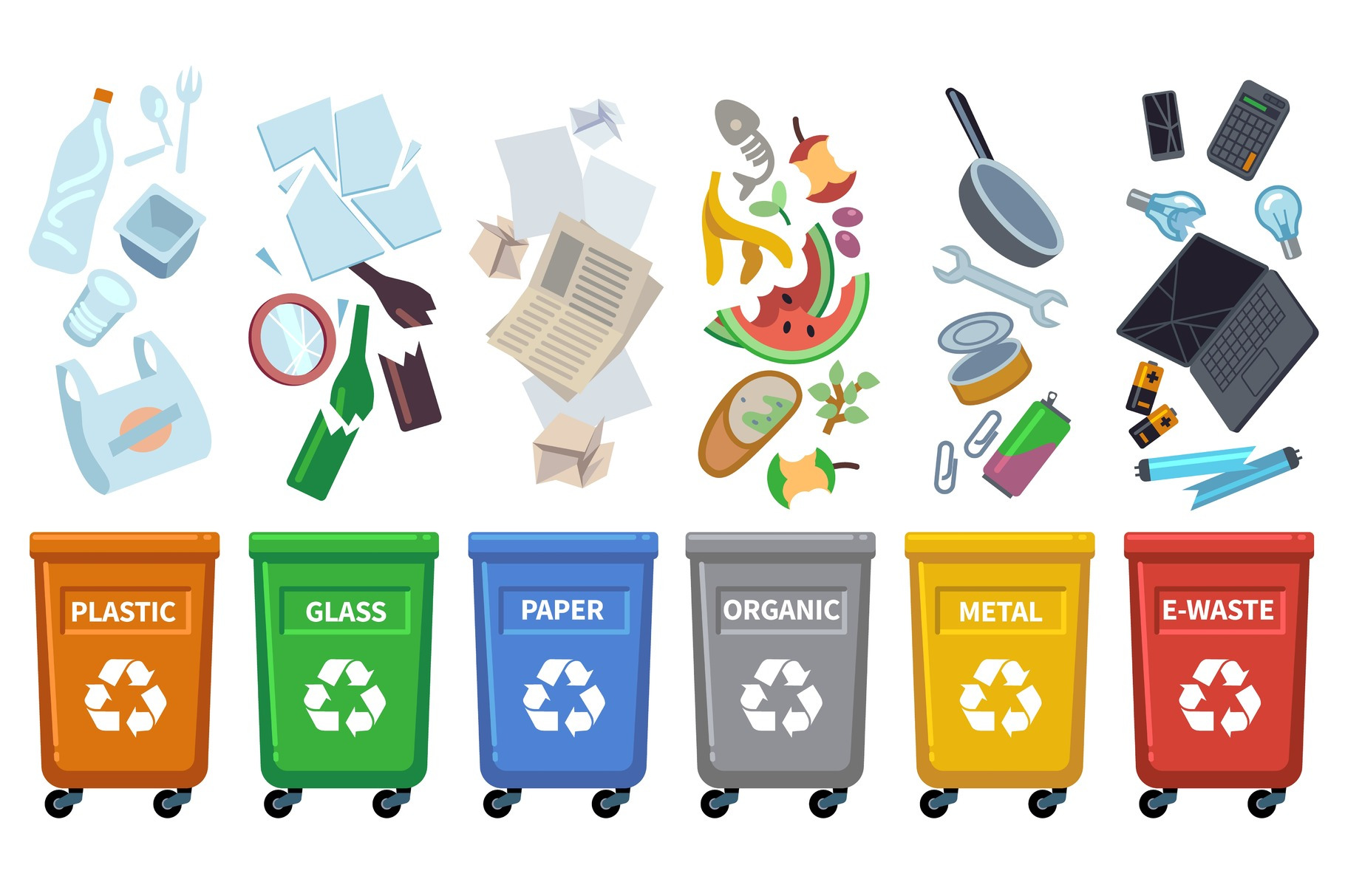 Recycle waste bins. Different trash | Graphic Objects ~ Creative Market