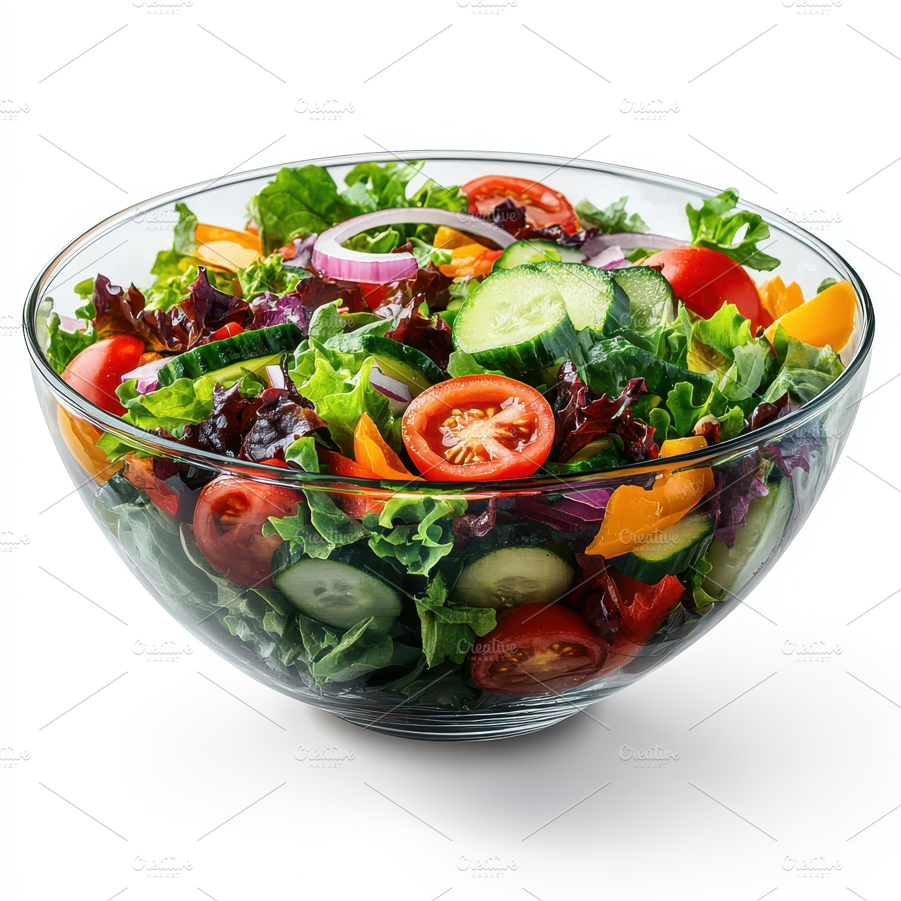 Fresh Vegetable Salad in Glass Bowl, a Food & Drink Photo by Pixeness Studio