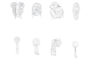 Womens Hair Set 3 Procreate Brush