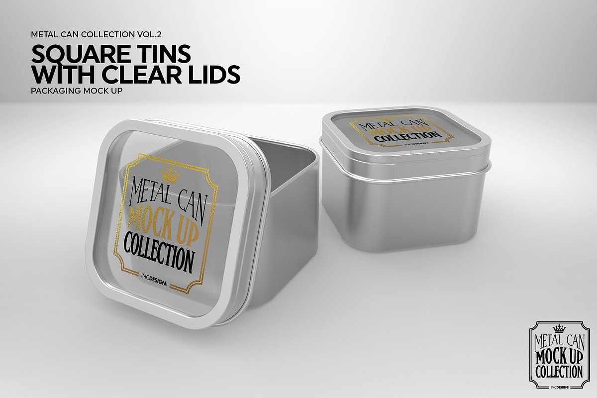 Square Tins with Clear Lid Mockup, a Product Mockup by INCDesign (Photo 3 of 7)