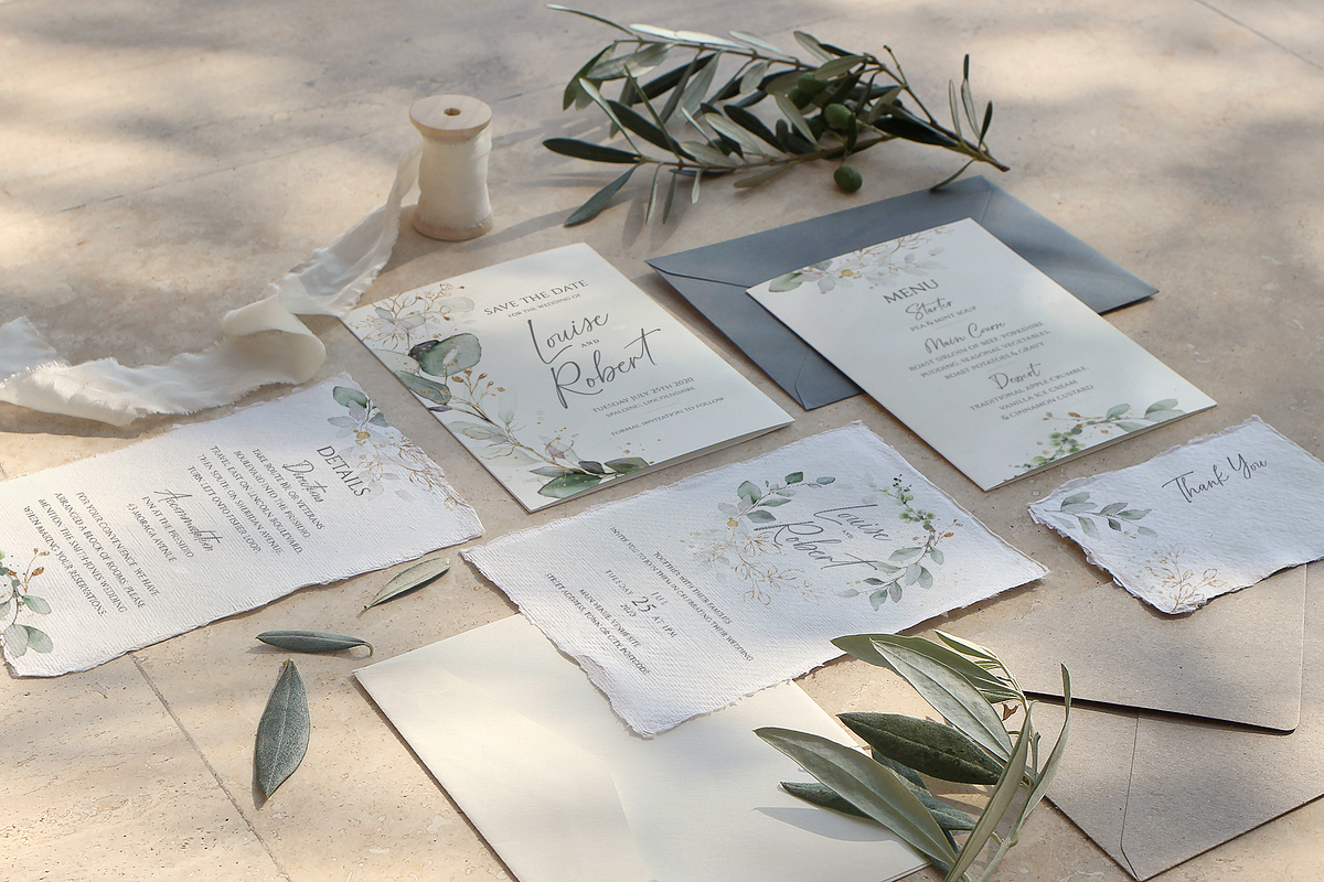 Watercolour & gold wedding suite, an Invitation Template by R Whitehurst Design (Photo 3 of 6)