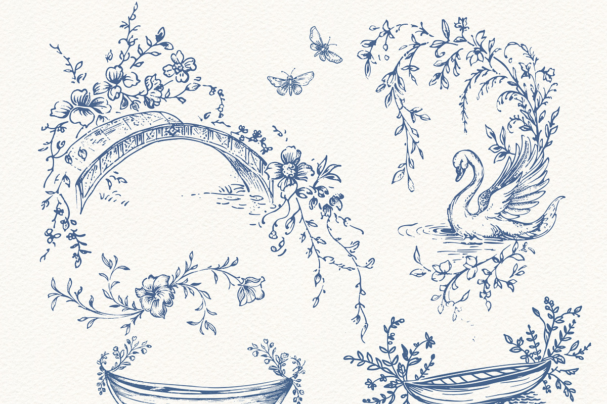 Vintage Swan Lake Clipart Collection, an Animal Illustration by Eyeinspire (Photo 5 of 8)