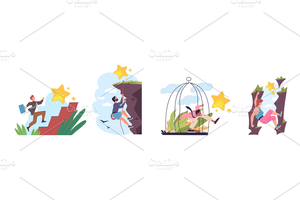 Overcoming hurdle challenge. People, a Person Illustration by Stock-Smart-Start